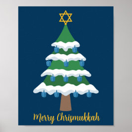 Póster Navidades de Merry Chrismukkah Cute Hanukkah