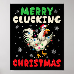 Póster Navidades de Merry Cluckin Funny Chicken Santa 1