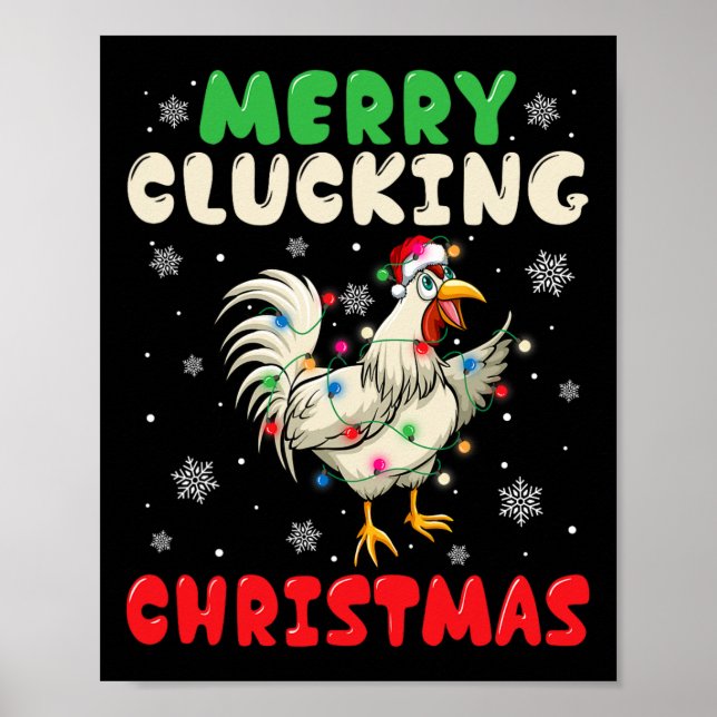 Póster Navidades de Merry Cluckin Funny Chicken Santa 1 (Frente)