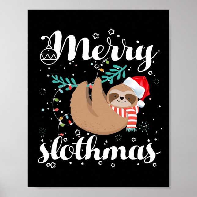 Póster Navidades De Merry Slothmas Pajama Para Amantes De (Frente)