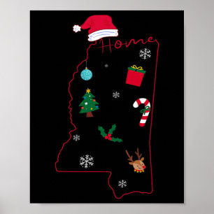 Póster Navidades de Mississippi Hogar Navidad Estado de M