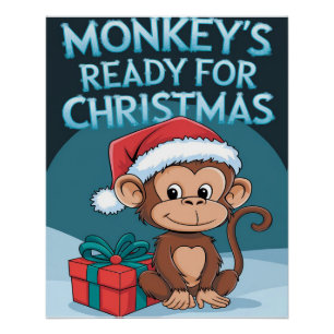 Póster Navidades de monos