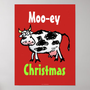 Póster Navidades de Moo-ey Funny Cow Poster