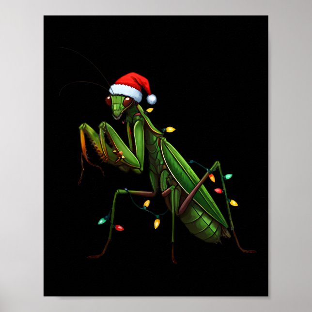 Póster Navidades de Moss Mantis encienden animal de Santa (Frente)
