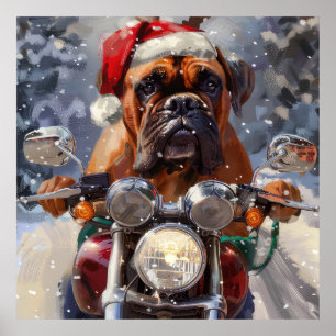 Póster Navidades de motocicleta Bullmastiff