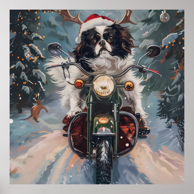 Póster Navidades de motocicletas de ciclismo chino chino  (Frente)