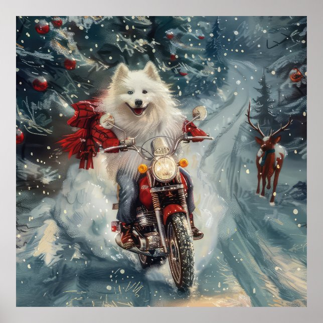Póster Navidades de motociclismo en esquimal americano (Frente)