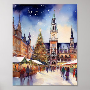 Póster Navidades de Munich Watercolor