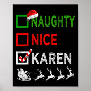 Póster Navidades de Naughty Nice Karen Pajamas Funny Sant