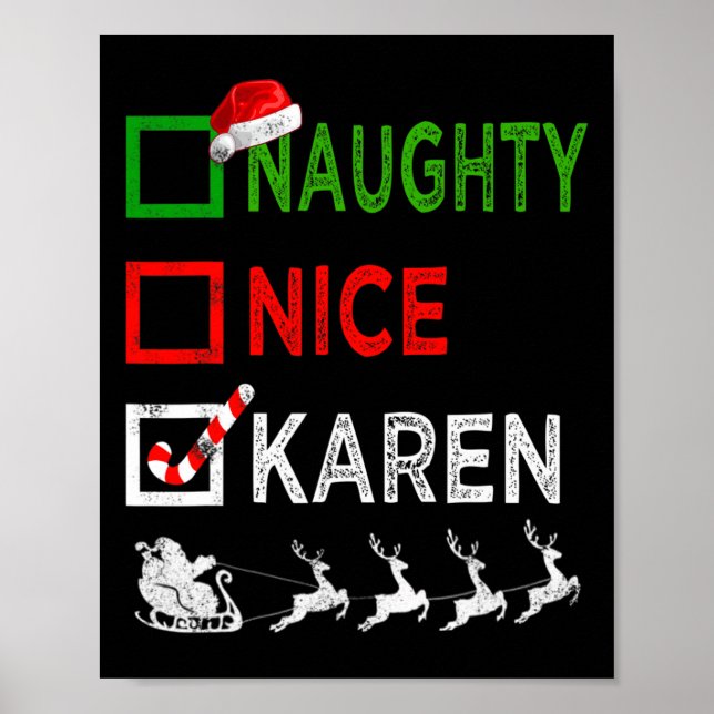 Póster Navidades de Naughty Nice Karen Pajamas Funny Sant (Frente)