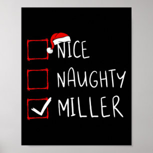 Póster Navidades de Nice Naughty Miller List Santa Clau