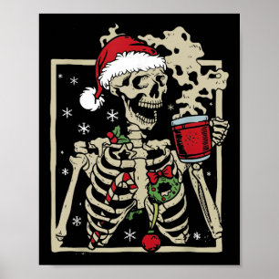 Póster Navidades de Nice Skeleton Santa Hat