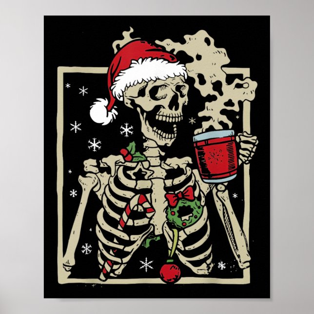 Póster Navidades de Nice Skeleton Santa Hat (Frente)
