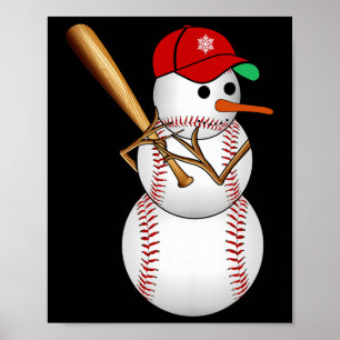 Póster Navidades de Nieve de Béisbol Nieve Regalos de Nav