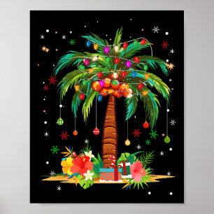 Póster Navidades de palmeras iluminan Navidad tropical ha