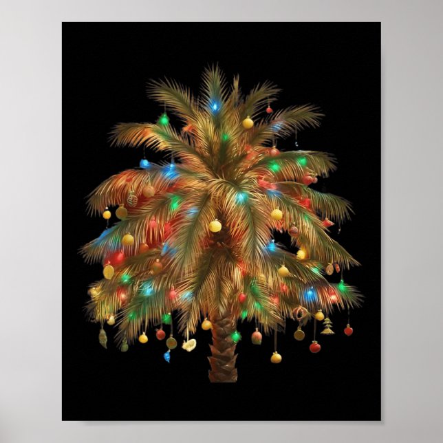 Póster Navidades de palmeras iluminan Navidad tropical ha (Frente)