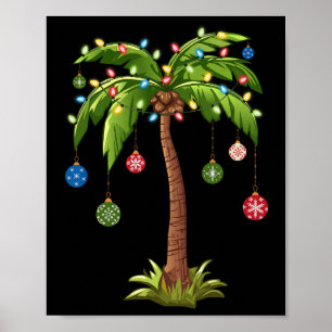 Póster Navidades de palmeras ligan la luz de las navidade