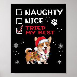 Póster Navidades de perro de Cardigan Welsh Corgi Naughty