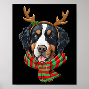 Póster Navidades de Perro de Montaña de Berna Reindeer Sa