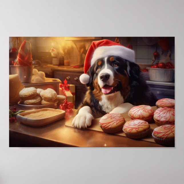 Póster Navidades de Perro de Montaña de Bernese en vacaci (Frente)