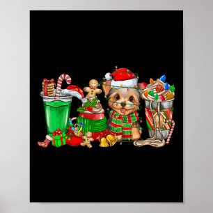 Póster Navidades de perro yorkie Pajamas Café Latte Mugs
