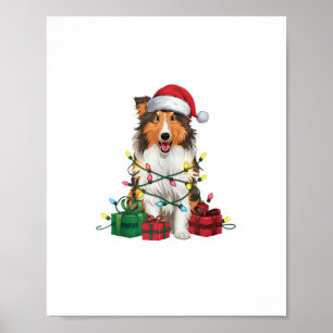 Póster Navidades de perros callejeros de Santa Hat Rough 