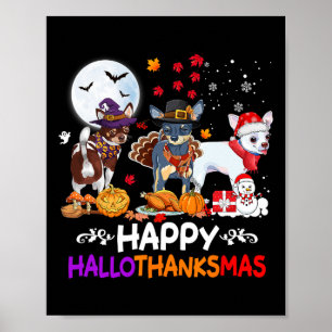 Póster Navidades de perros chihuahua felices hallothankma