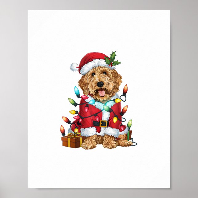 Póster Navidades de perros de Santa Labradoodle (Frente)