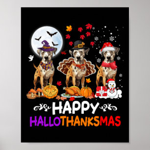 Póster Navidades de Perros del Leopardo de Catahoula Hall