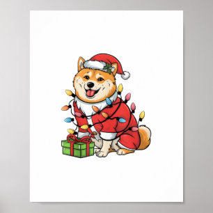 Póster Navidades de perros inu de Santa Shiba