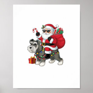 Póster Navidades de perros Schnauzer Lighting Santa Ridin