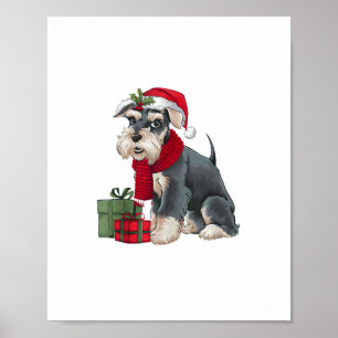Póster Navidades de perros Schnauzer vacacionales Santa G