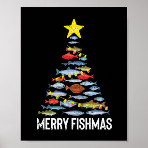 Póster Navidades de pescado divertidos de Merry Fishmas
