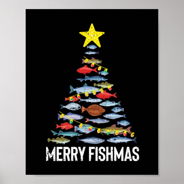Póster Navidades de pescado divertidos de Merry Fishmas (Frente)