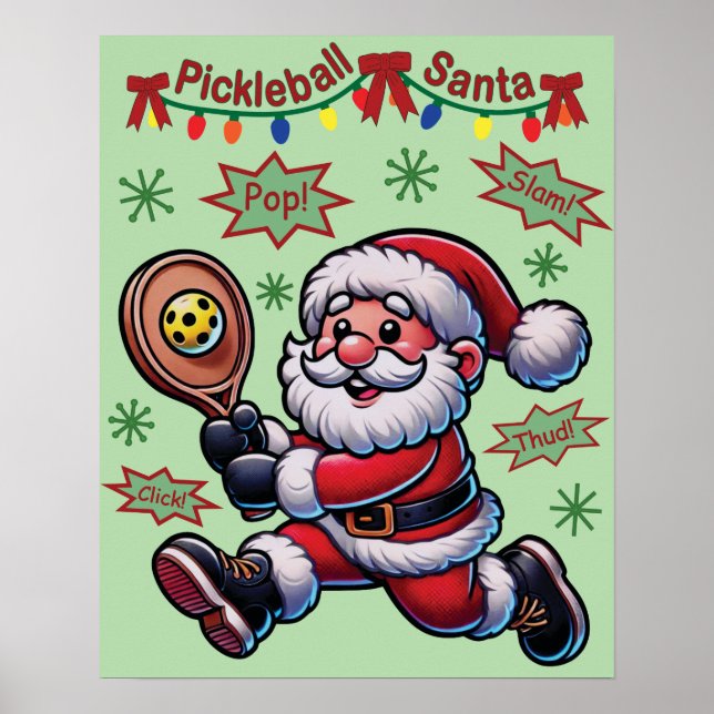 Póster Navidades de Pickleball Santa Claus (Frente)