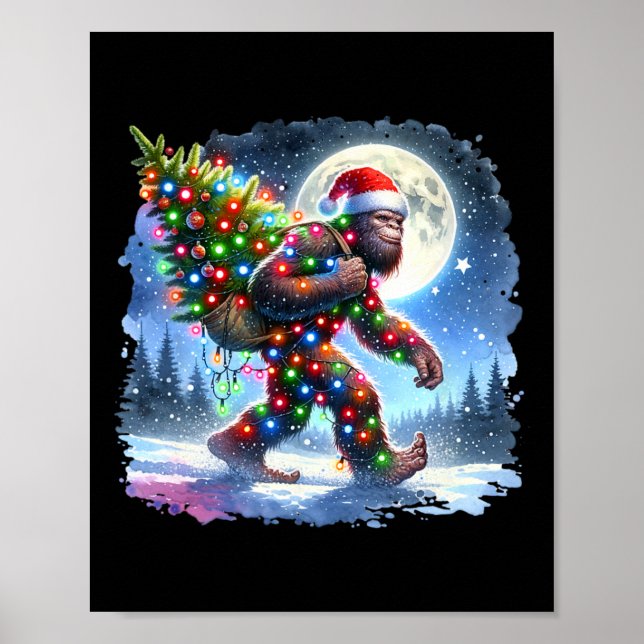 Póster Navidades de pie de página vacacional Sasquatch Xm (Frente)