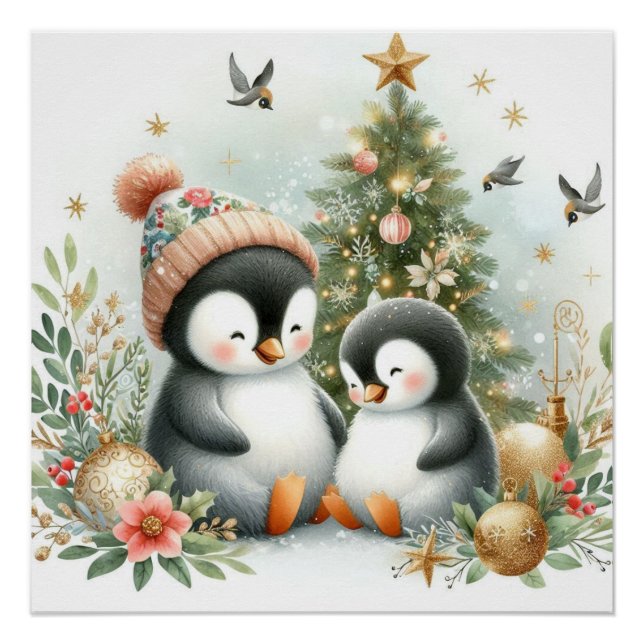 Póster Navidades de Pingüinos (Anverso)