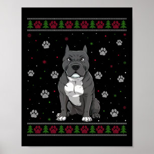 Póster Navidades de Pitbull Sweater Xmas Mascota Animal D