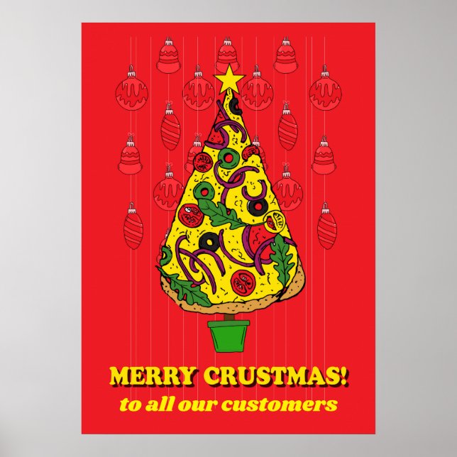 Póster Navidades de Pizza Restaurant  Cliente Gracias Rót (Frente)
