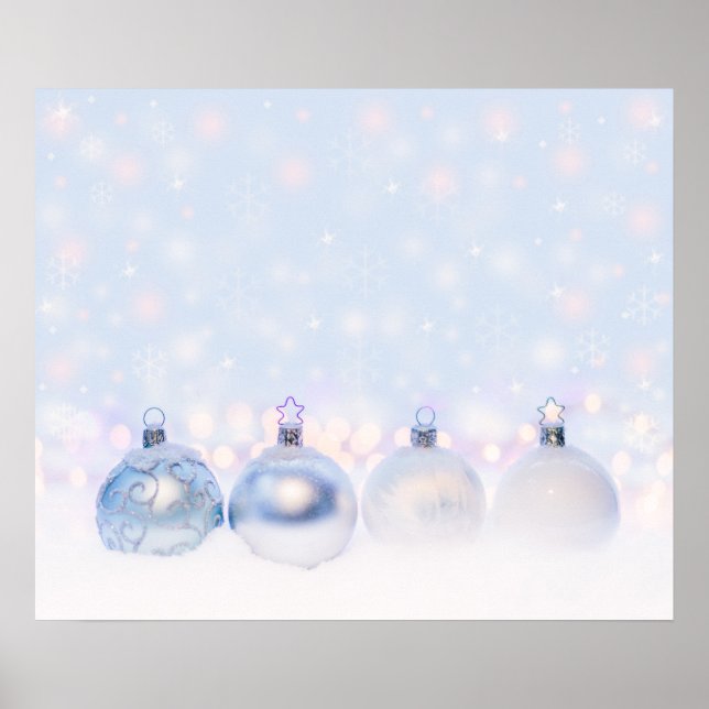 Póster Navidades de plata festividad golpean la nieve (Frente)