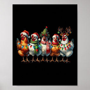 Póster Navidades de pollo alumbran granja animal Cuesta N