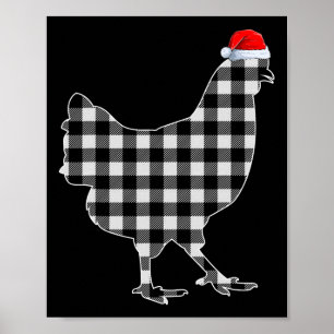 Póster Navidades De Pollo Camisa Búfalo Blanco Y Negro Pl