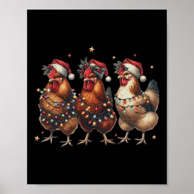 Póster Navidades de pollo de cosecha de carne de animales (Frente)