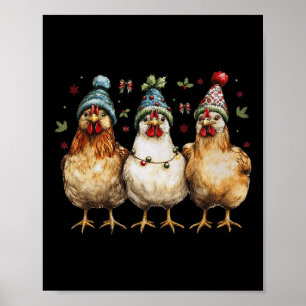 Póster Navidades de pollo de granja Coquette Bow Chicken
