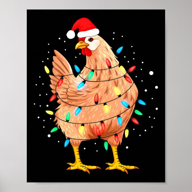 Póster Navidades de pollo iluminan granja animal Graciosa (Frente)