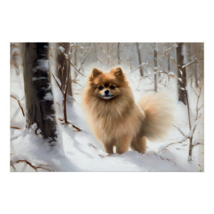 Póster Navidades de Pomeranian Let It Snow