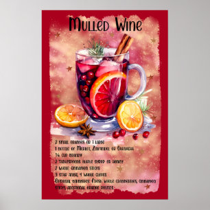 Póster Navidades de recetas de vino a la parrilla bar fie