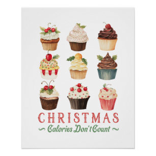 Póster Navidades de regalo navideño calorías no cuentan