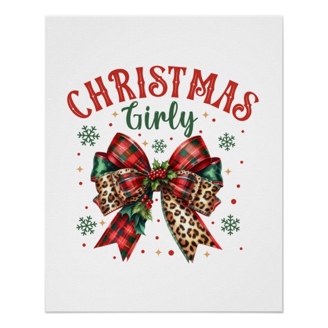 Póster Navidades de regalo navideño Girly (Anverso)