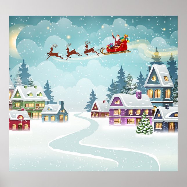 Póster Navidades de renos de Santa Lucía (Frente)